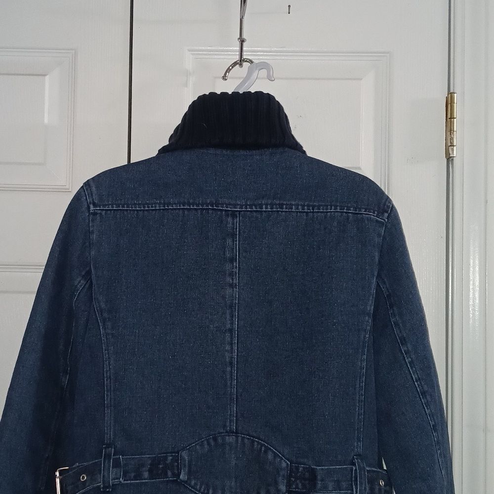 Faded Glory Outwear vintage winter denim jean jacket wide collar 90's Sz S NWOT - Picture 8 of 10